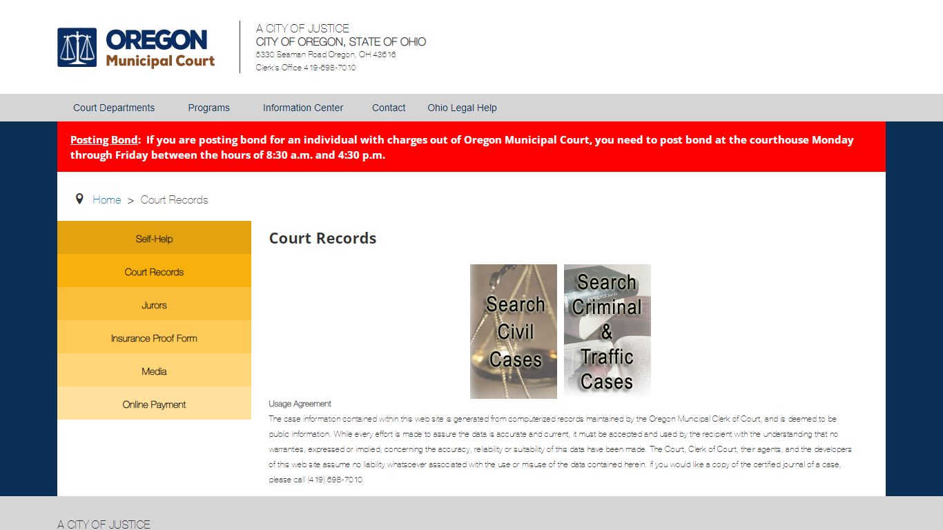 Court Records - Oregon Ohio Municipal Courts